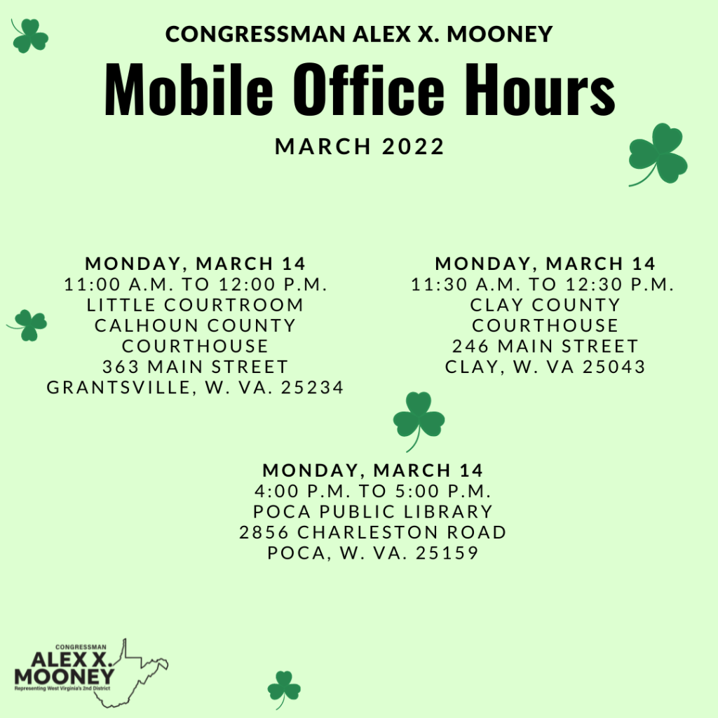 Congressman Mooney Announces March Mobile Office Hours Alex Mooney 8040